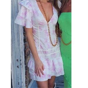 White + Pink Floral Dress - Unknown Brand